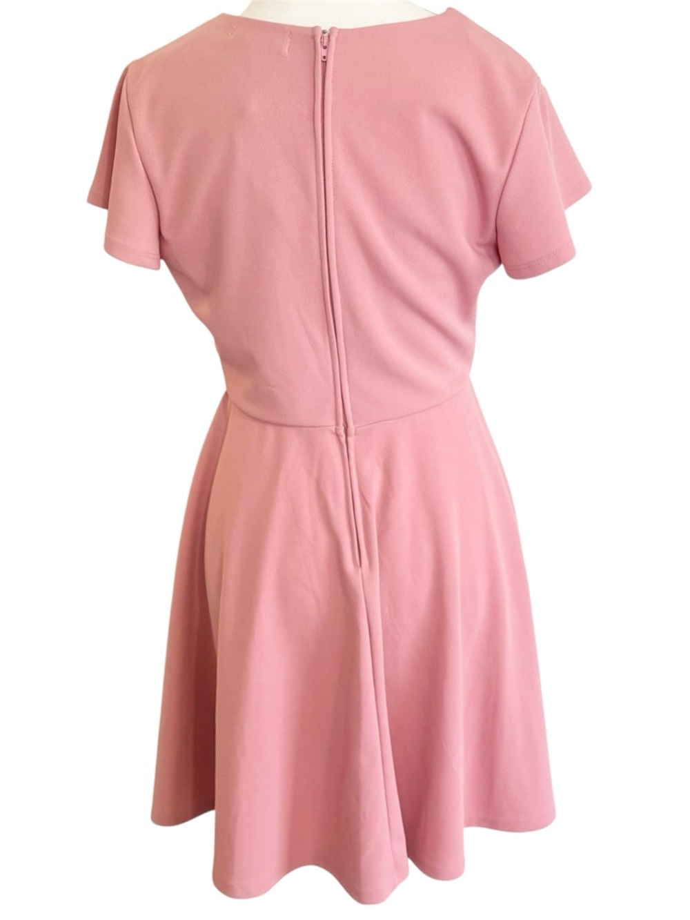 NWT ALTAR’D STATE Pink Wrap Dress Small Flutter Sleeve Fit & Flare Skater Dress - Picture 3 of 9